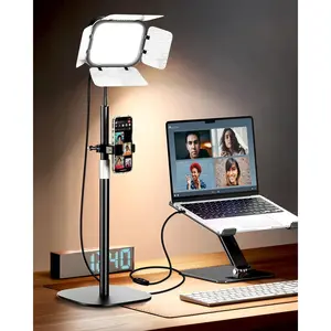 Ring Light for Desk with Flexible Gooseneck, Desktop Zoom Meetings Streaming Key Light for Video Conferencing Calls, Recording Keylight Continuous Output Lighting for Laptop Computer Webcam
