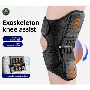 Knee Joint Exoskeleton Aid, 1-Size-Fits-All Sports Protective Knee Supporter with Butterfly Strap, Spring Lift, Stretch Knit for Elderly Walking, Climbing Meniscus Leg Support,summervibes