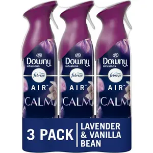 3 Count Air Freshener Spray, Odor-Fighting Room Spray, Air Fresheners for Home and Bathroom and Kitchen, Aerosol Can, Downy Calm Scent 8.8oz
