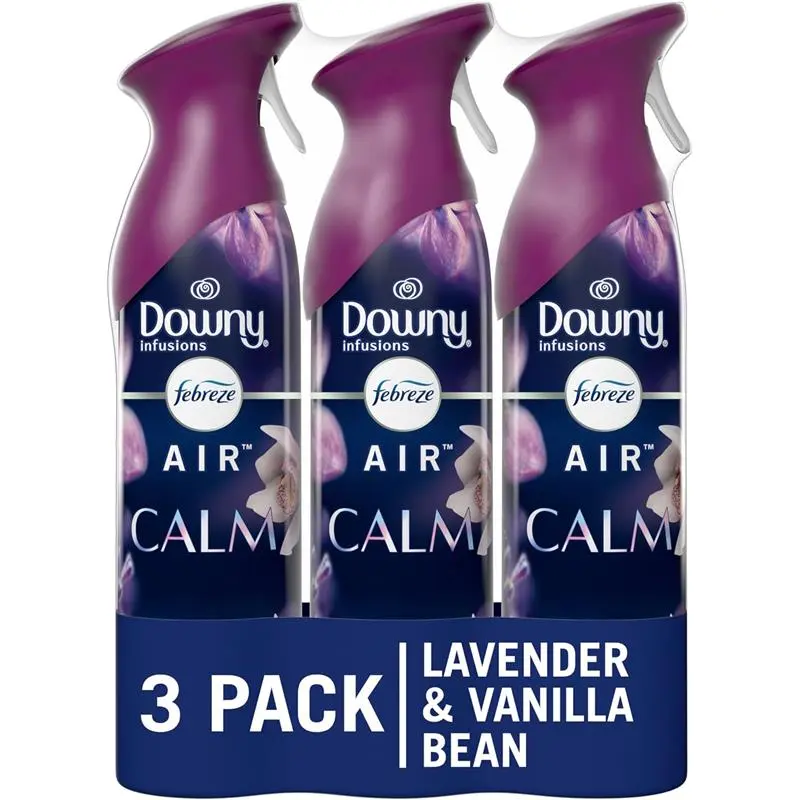 3 Count Air Freshener Spray, Odor-Fighting Room Spray, Air Fresheners for Home and Bathroom and Kitchen, Aerosol Can, Downy Calm Scent 8.8oz