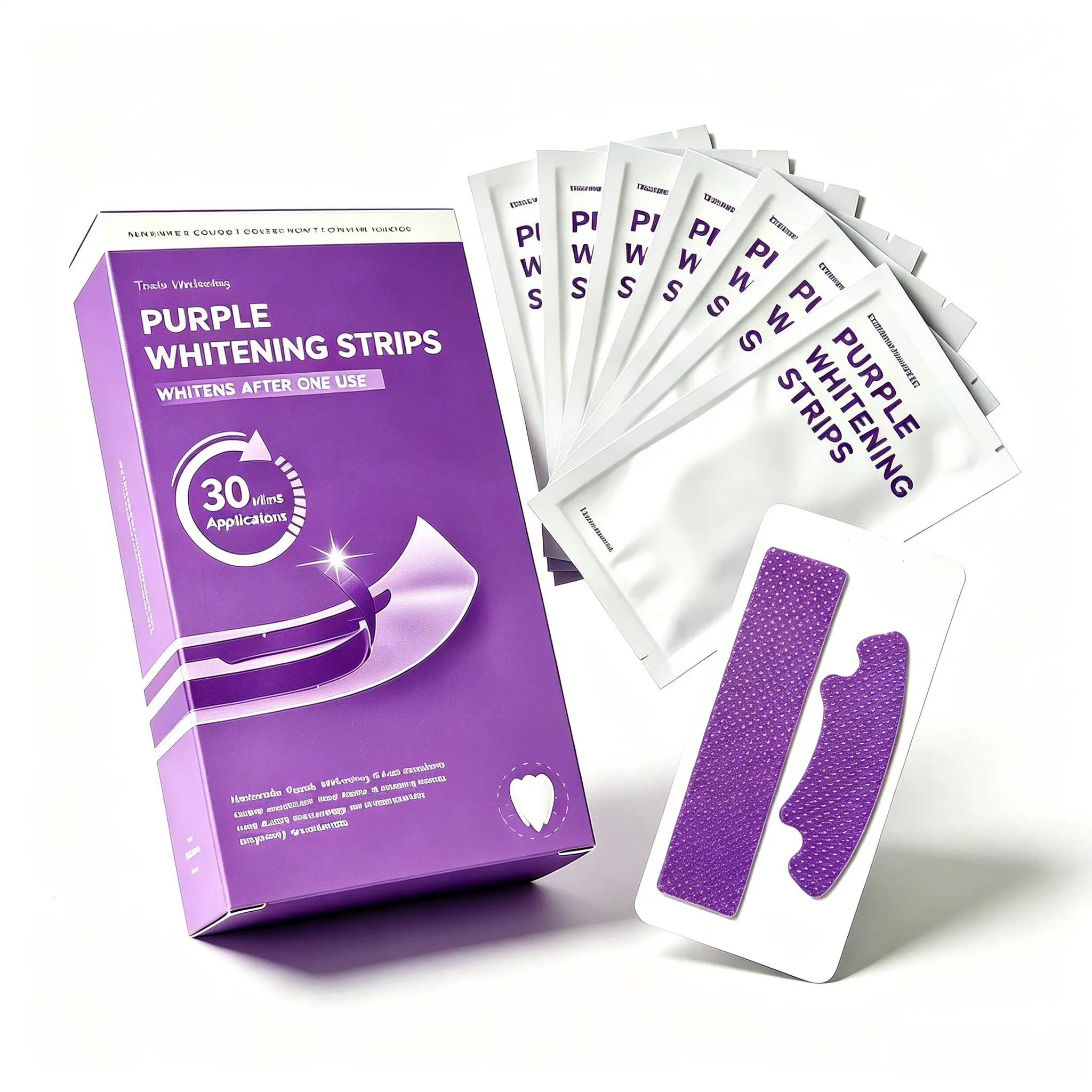 Purple Teeth Whitening Strips - 7/14 Whitening Sessions - Peroxide-Free & Enamel Safe for Sensitive Teeth - Removes Yellow Stains & Bad Breath - Daily & Travel Use