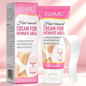 Elaimei Women's Intimate Hair Removal Cream 60g, Gentle, Non-Irritating and Sensitive Bikini Hair Remover, Smooth and Clean Body Care