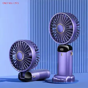 Summer Handheld Fan, Mini Usb Foldable Rechargeable Fan with Digital Display, Universal Gift Battery Powered Desk Fan, Multifunctional Cooling Fan, Birthday Gift