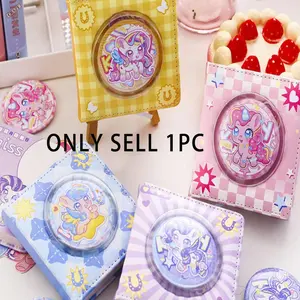 Random 1pc Cute Creative Mini Badge Pocket Notebook, Small Pony Leather Cover Hand Account Book, High Aesthetic Value Diary