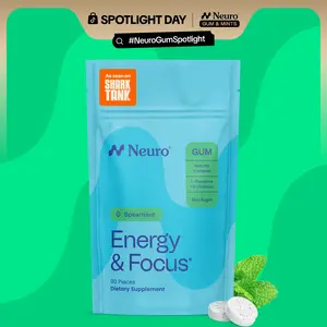 Neuro Energy Caffeine Gum/Mints for Energy & Focus (90 Pieces) - Sugar-Free with L-theanine, Caffeine, Vitamin B12 & Vitamin B6 - Spearmint Flavor