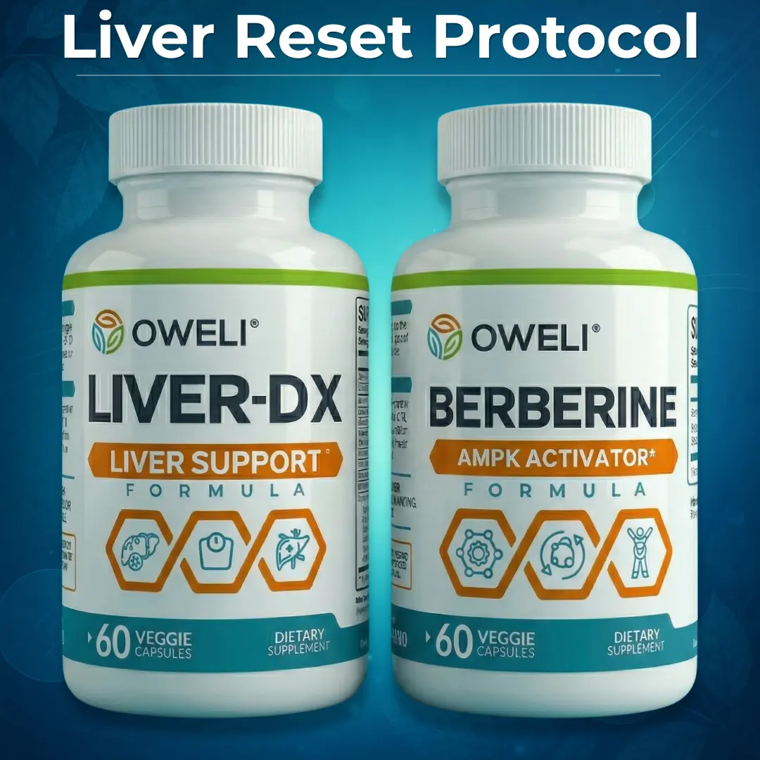 Oweli Liver Reset Protocol - Liver-DX + Berberine HCl with Milk Thistle & Herbal Liver Support Formula for Natural Cleanse & Daily Wellness (30-Day System)