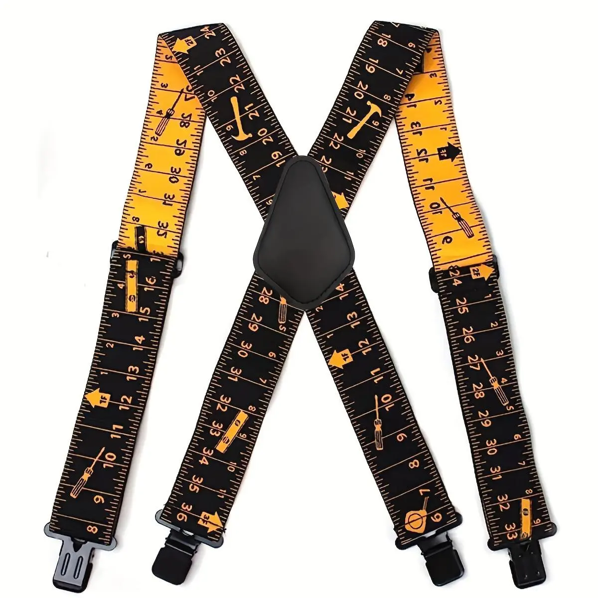 Tape Measure Suspenders, 2 Inch Wide Adjustable Work Suspenders for Tool Belts, Elastic Braces with Strong Clip for Electrician, Carpenter, Construction Worker, Construction Gear, Construction Accessories