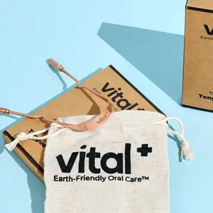 Vital 100% Copper Tongue Scraper with Linen Pouch – Fresh Breath, Enhanced Taste & Long-Lasting Oral Care – Plastic-Free Metal Tongue Cleaner – Built to Last for Years