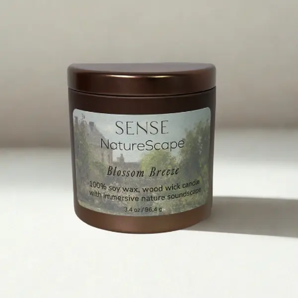 NatureScape Candle - BLOSSOM BREEZE  100% Soy Wax Wood Wick Candle with Immersive Nature Soundscape