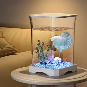 Desktop Fish Bowl High Transparency Small Landscape Fish Tank Fish Aquarium Tank Fish Breeding Tank for Home Office