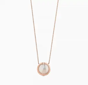 Pre-owned Tiffany T Dia and Mother of pearl Circle Pendant in Rose Gold