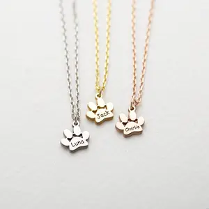 Engraved Paw Print Necklace