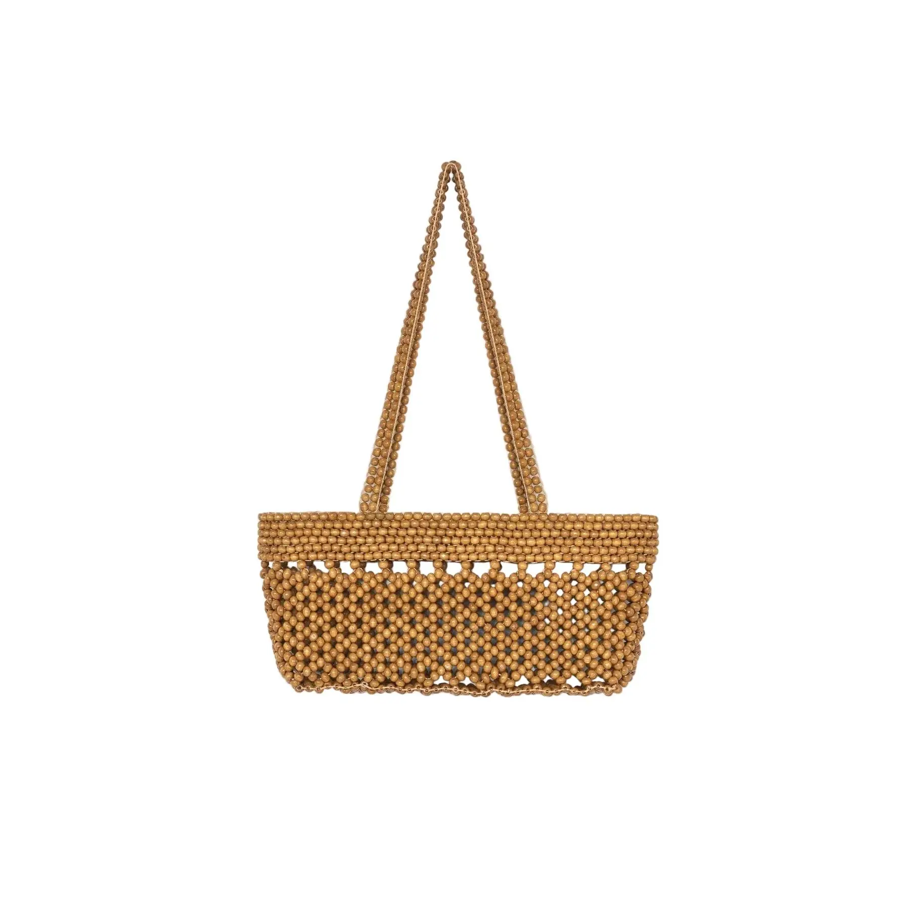Wooden Beads Mini Bag in Ochre, from Cordera