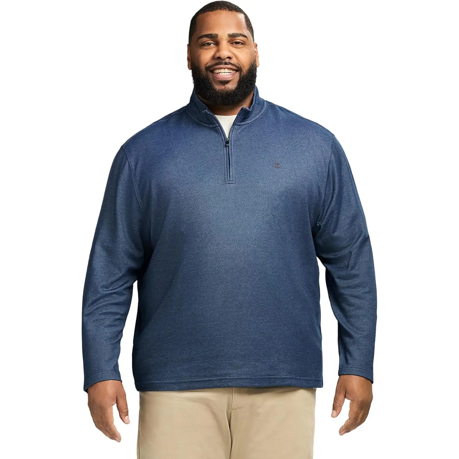 Izod Men's Big & Tall Performance Comfort Quarter Zip Long Sleeve Shirt