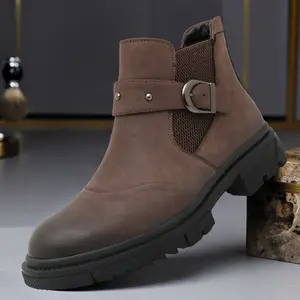 Men’s Retro Chelsea Boots Matte Finish, Non-Slip, Waterproof, Thick Sole Ankle Boots for Daily Commuting, Casual Wear, Versatile