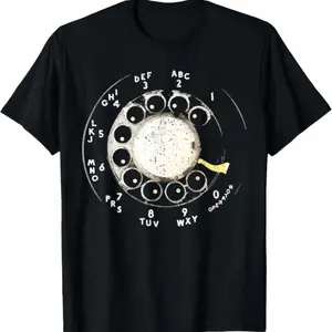 women Vintage Rotary Phone Dial Pattern T-Shirt-100% Cotton,Comfortable Short Sleeve CrewNeck,Perfect for Summer Outdoor Activities andCasual Wear,Casual Style,graphic tee BreathableClothes Fabric, Valentine's Day Gift.