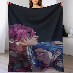 *Arcane*: Vi & Jinx Themed Throw Blanket — A Commemorative Throw Featuring a Touching Scene. A cozy fleece blanket crafted exclusively for *Arcane* fans—the perfect decor piece for any otaku's room.