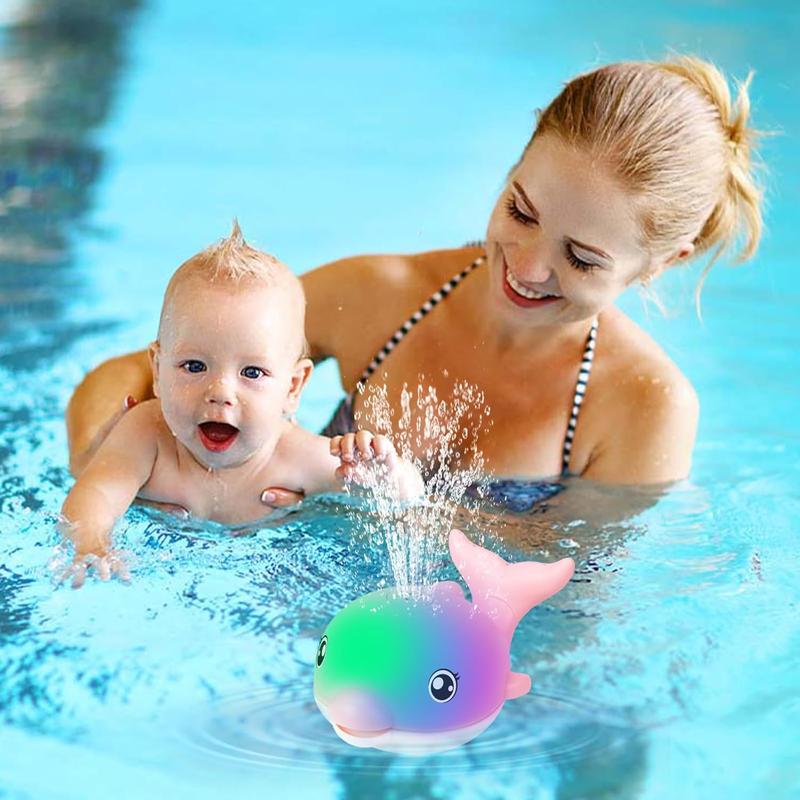 Light Up Baby Bath Toys with Music, Rechargeable Dolphin Sprinkler Bathtub Toy, Floating Water Toys for Toddlers 1-3, Gifts for Boys & Girls Age 1 2 3 4 5, Halloween & Birthday Present – Pink