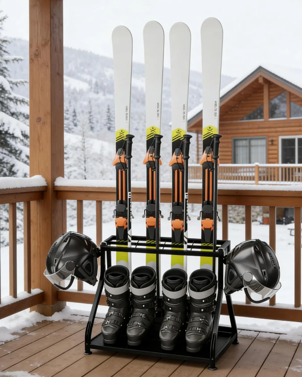 Garvee - Durable Steel Ski Storage Rack for Garage, Basement, Home, Multi-Purpose Ski Gear Organizer for Ski Poles, Goggles, Helmet, and More, 23 Inches