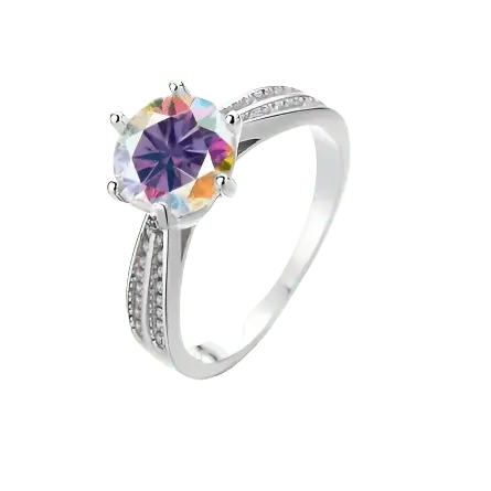 Dazzling Rainbow Moissanite Solitaire Ring