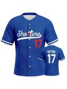 Classic Blue Men's Baseball Shirt, #17 Ohtani Youth Fashion Hip-Hop Style, Sport Training & Daily Wear, Gift for Sports Lovers