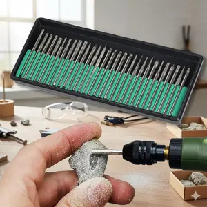 30-Piece 3mm Shank Rotary Tool Kit with Diamond Burr Bits, High-Precision Polishing Heads for Jewelry, Wood, Glass, Stone Carving, DIY Crafts, Durable Grinding Accessories for Electric Tools