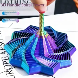Colorful Geometric Vortex 3D Printed Toy, Multi-Layer Star Structure, Gradient Color Visual Feast, Creative Stress Relief, Desktop Art Decor