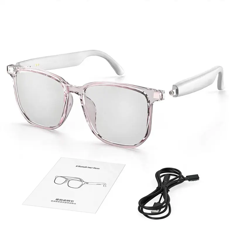 Hy C8 PRO Multifunctional AI Bluetooth Smart Glasses Hy-C8 Pro Smart Glasses with Camera 2025 New Wireless Headphone Ai Smart Smart Glasses for Listening to Music & CallingSupport 75 Languages(Whit