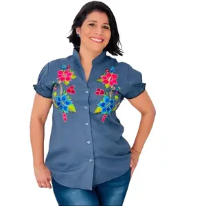 Paga Blusas de $39 - Hand Embroidery blouse made in Mexico color style uniqueness artesanalmente - blusa $35