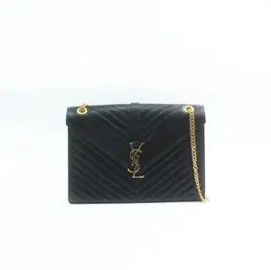 Pre-owned Yves Saint Laurent SAINT LAURENT YSL College Medium Chain Crossbody Bag Gold Logo YSL01
