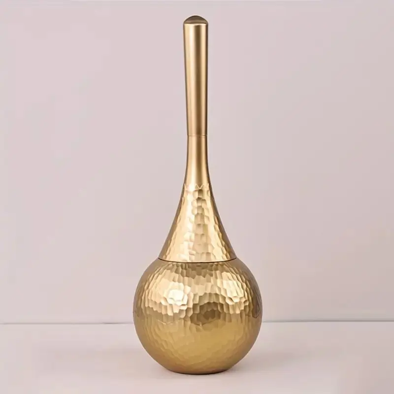 High-End Gold Long Handle Toilet Brush with Base Stand, Non-Scratch Household Bathroom Cleaning Brush for Luxury Restroom Decor