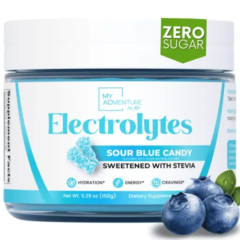 Sour Blue Candy Electrolyte Powder – Zero Sugar Hydration Drink Mix with Natural Flavors and Stevia – High Potassium & Salt – Vegan, Keto, Caffeine-Free – Clean, Refreshing Electrolytes – 30 Servings