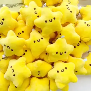 12pcs Large Portion Of Yellow Stars Plush Toy Pendant, Bag, Christmas Tree Decoration Photo Props, Soft Fluffy Fabric With Black Eyes & Smile, Festive Decorative Gift For Various Occasions, Christmas Decorations, Party Supplies