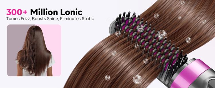 Flat Iron Cordless Hot Brush 2-in-1 Straightening & Curling 200Million Negative Ions 360° Heating Safe Mode Ceramic Coating Portable Travel-Friendly  Plancha de Cabello