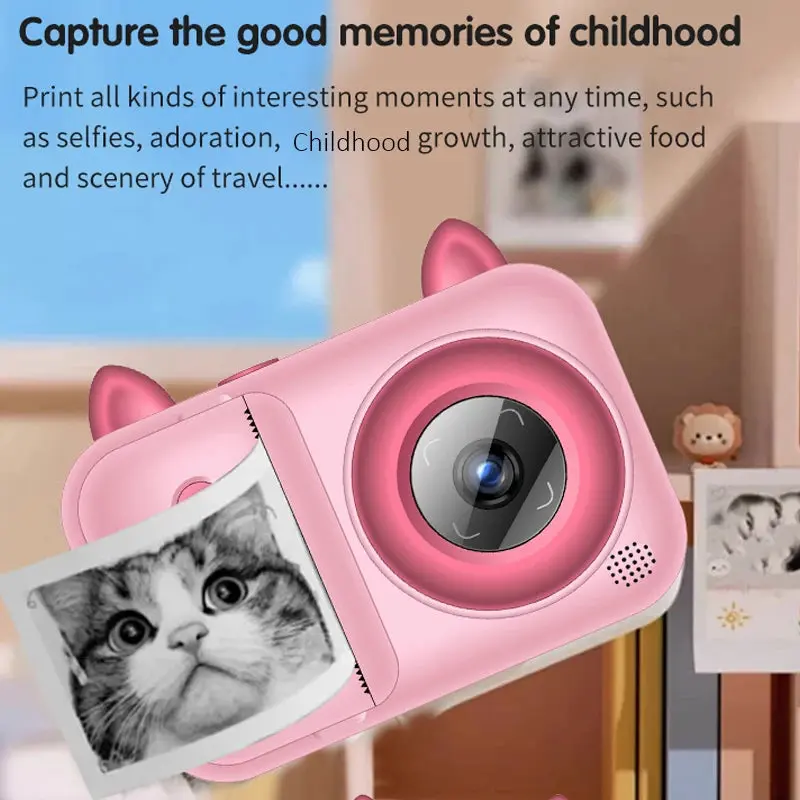 High-Definition Dual-Camera Instant Print Camera with a 2.4-Inch Large