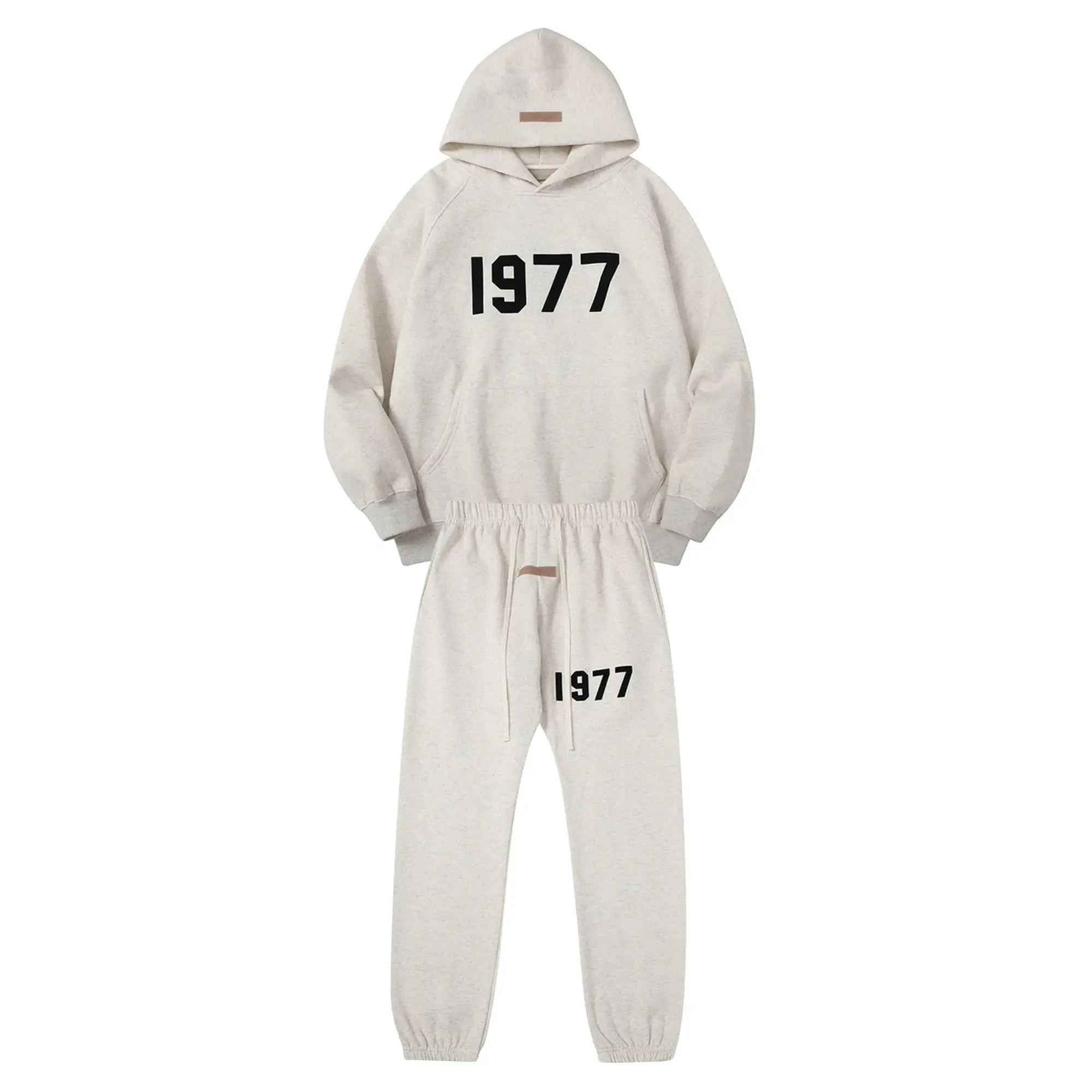1977 Essential Hoodie & Pants White Set – Unisex Streetwear Tracksuit 2026, Pullover Sweatshirt and Joggers, Gift For Him Her