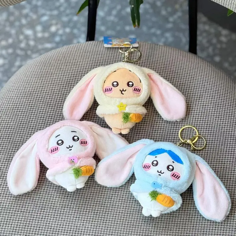 New Cute Japanese Anime Rabbit Shape Soft Plush Pendant Keychain - Cartoon Character Hachiware Usagi Accessory, School Bag Charm, Children's Gift