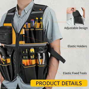 Multi-functional Tool Vest, Multi-pocket Tool Vest for Men, Tool Storage Vest for Home and Office, High Visibility Vest