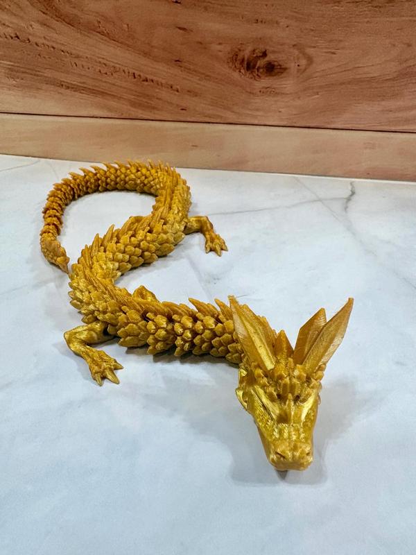 3D Printed Articulated Crystal Dragon, Glow In The Dark Fidget Toy