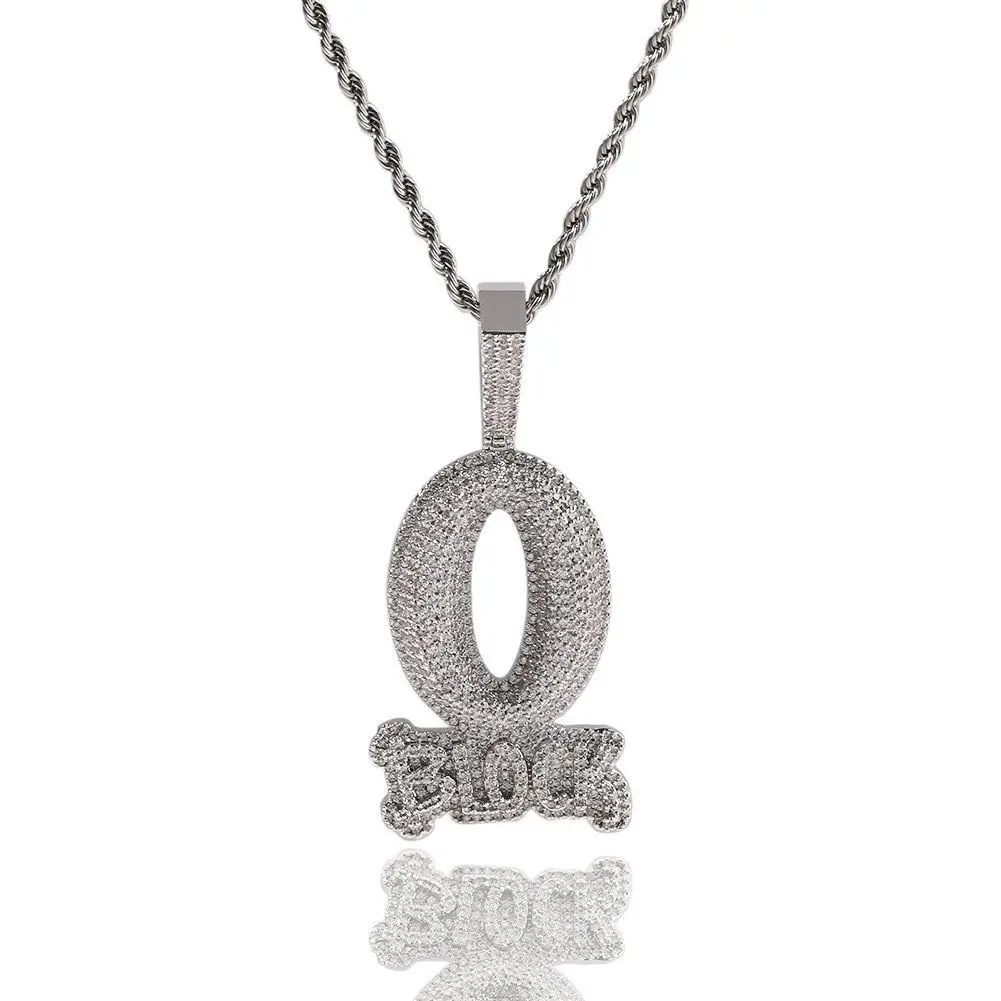 O-Type Block Letter Zirconia Pendant - Artificial Gem Jewelry Accessory for Necklaces