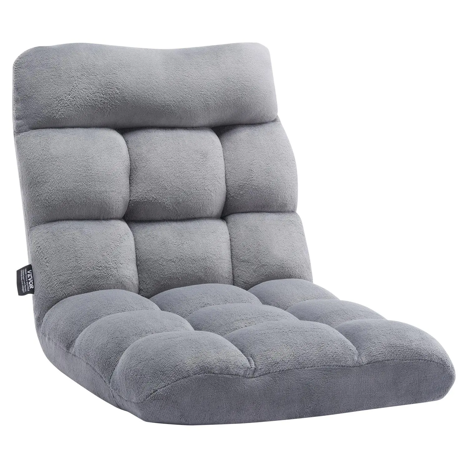 【SummerFinds】VEVOR Armless Upholstered Coral Fleece Lazy Chair with Back Support, 14 Adjustable Positions & Seats, Anti-Slip Pad, Folding Cushion Indoor Loungers for Reading Relaxation
