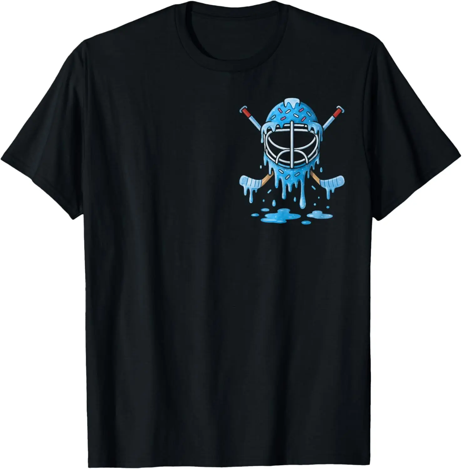 Hockey Ice Cream Drip Boys Girls Ice Hockey Youth Players T-Shirt Cotton Fabric