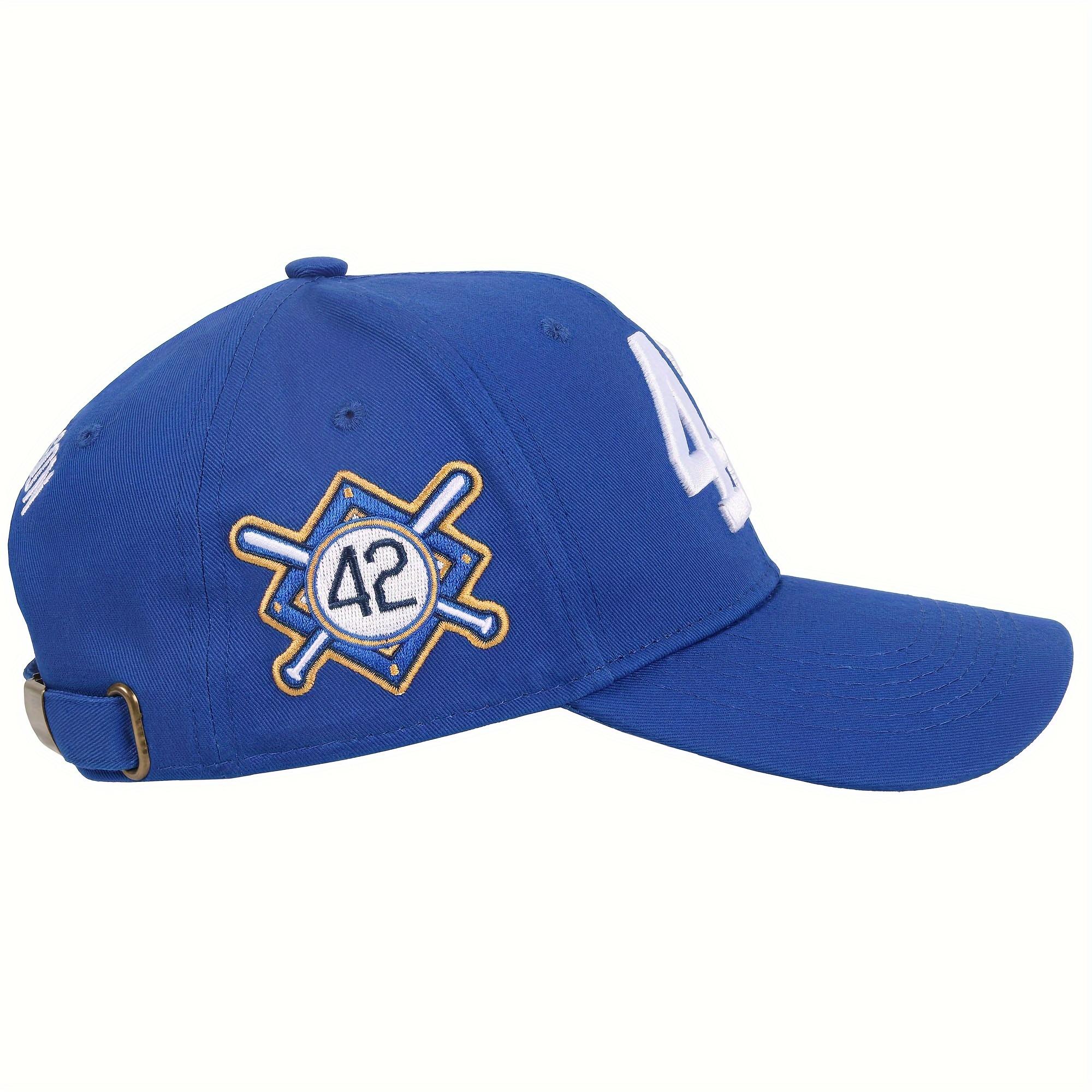 50th Patch #42 Robinson Baseball Day Men's Baseball Cap Blue Black Adjustable Curved Brim Outdoor Sport Hat Dad Cap Snapback Fitted 100% Polyester 3D Embroidery