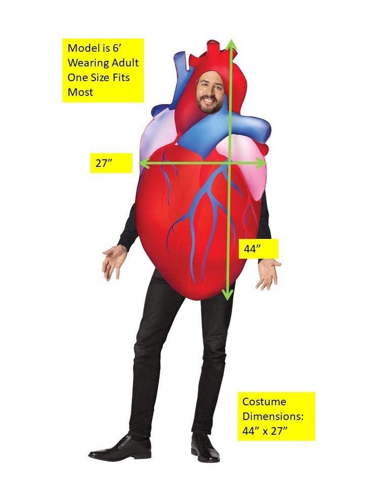 Rasta Imposta Human Heart Costume, Unisex, One Size