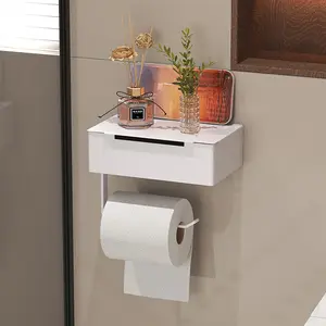 / Toilet Paper Holder, Wall-Mounted No-Drill Storage Box, Bathroom Wet Wipe Dispenser, Hotel Bath Accessories