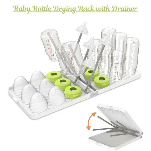 Modern Silicone Baby Bottle Drying Rack for Nursery - Foldable, Easy to Clean Organizer with Water Draining for Nipples, Pacifiers & Accessories, Parents, Hook, Eco-Friendly, Space-Saving, Disposable Bottle, No, Portable Baby Bottle Boxes & Drying Racks