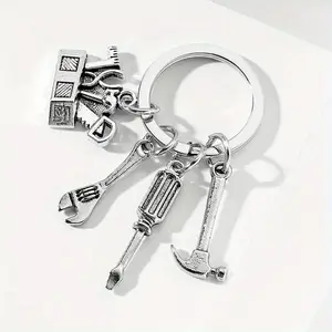 Flat Ring Alloy Toolbox Screwdriver Wrench Keychain Dad Keyring Gift for Father Boyfriend Keychain