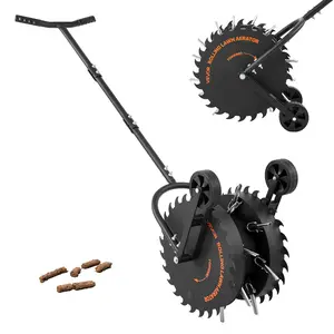 VEVOR Rolling Lawn Core Aerator, Summervibes,Summervibes, 16.6 in Coring Aerator Roller with Anti-Clog Tines, Heavy Duty & Rust-Resistant, Yard Grass Pulling Plugs Manual Aeration Tool for Compacted Garden Soil Loosening