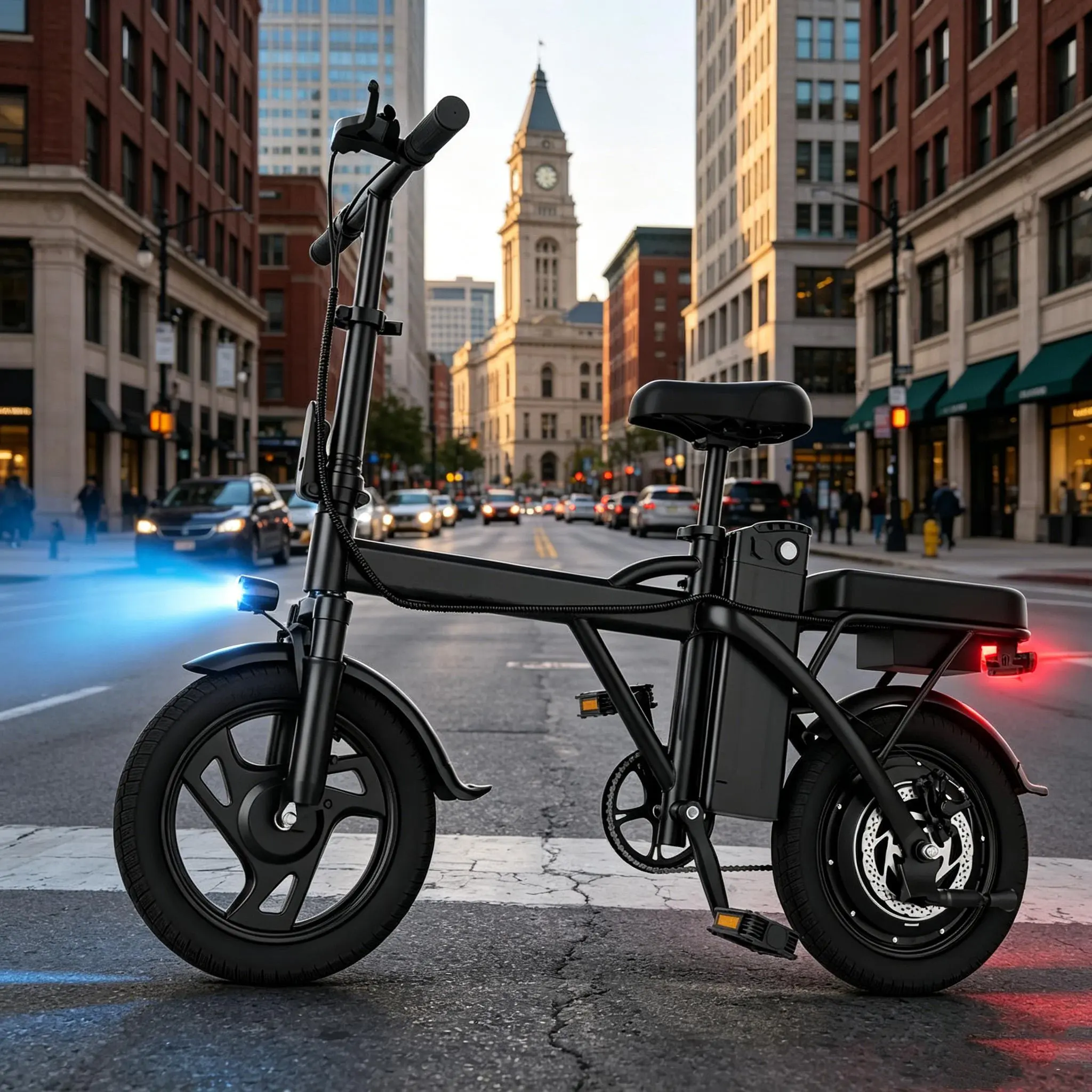 Lightweight 14" Foldable Electric Bike, 500W Motor, Up to 22MPH & 40 Miles Range, Removable Battery, Aluminum Frame Mini E-Bike for Adults & Daily Commuting
