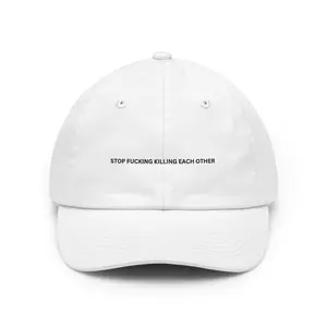 STOP KILLING EACH OTHER Dad Hat | Minimal Embroidered Anti-Violence Cap